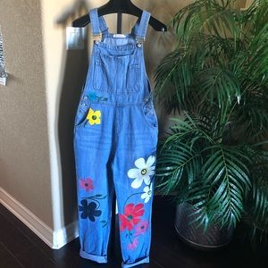 Miss Look painted flowers overalls size large